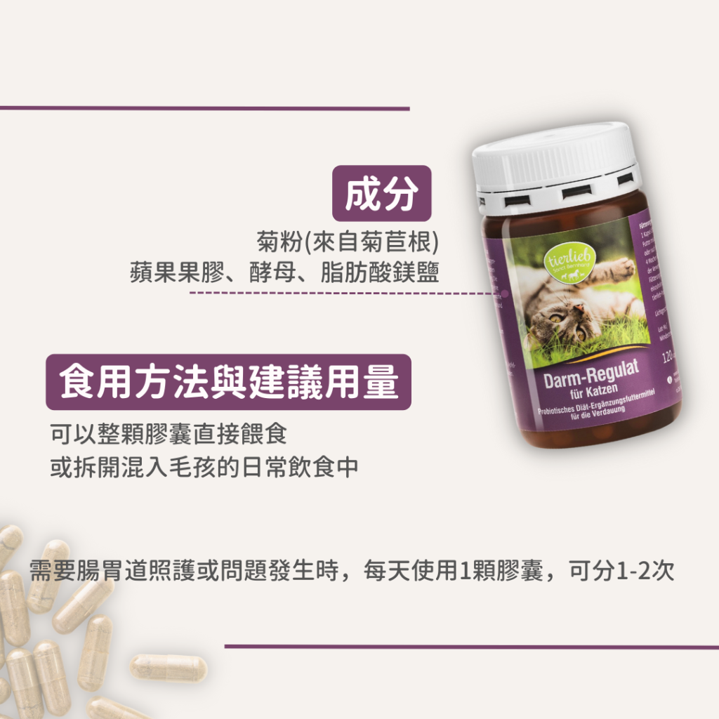 動物好朋友｜德國百年藥草之家【貓用｜腸胃消化】腸道機能益生元膠囊 腸胃道保健 天然草本益生元與益生菌